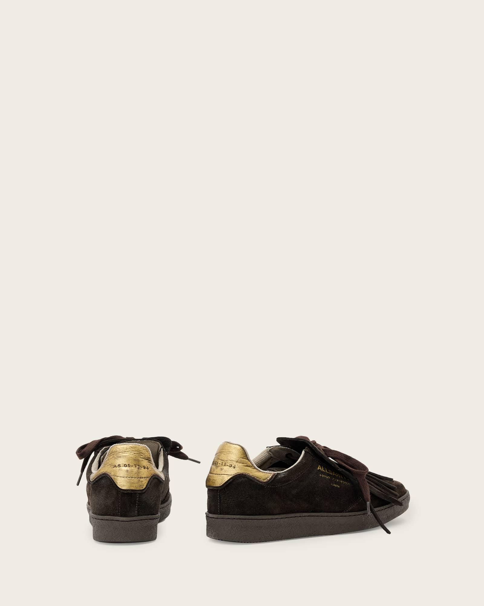 Thelma Fringe Leather Low Top Sneakers Bitter Brown | ALLSAINTS US Product Image