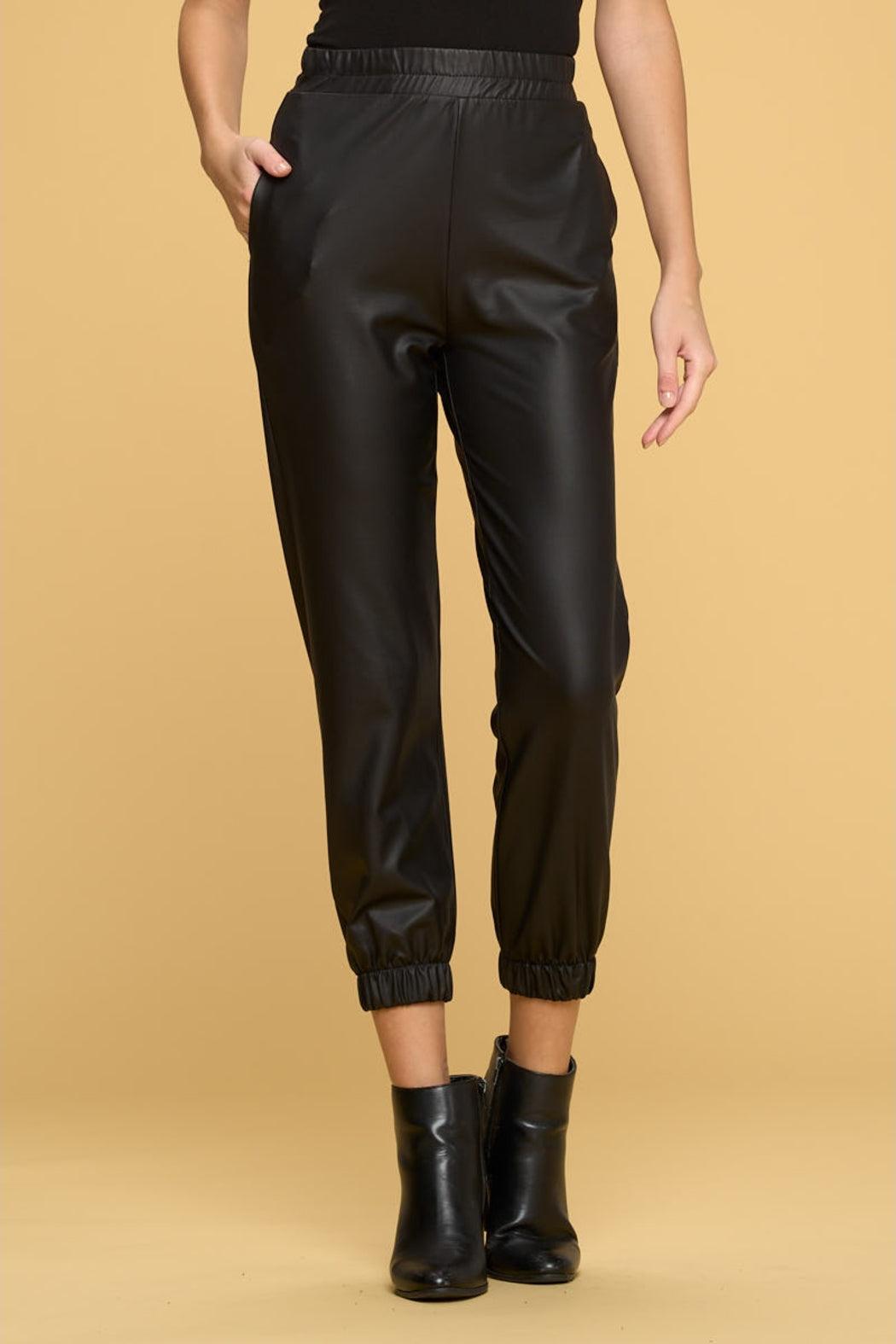 Faux Leather Pants with Pockets Product Image