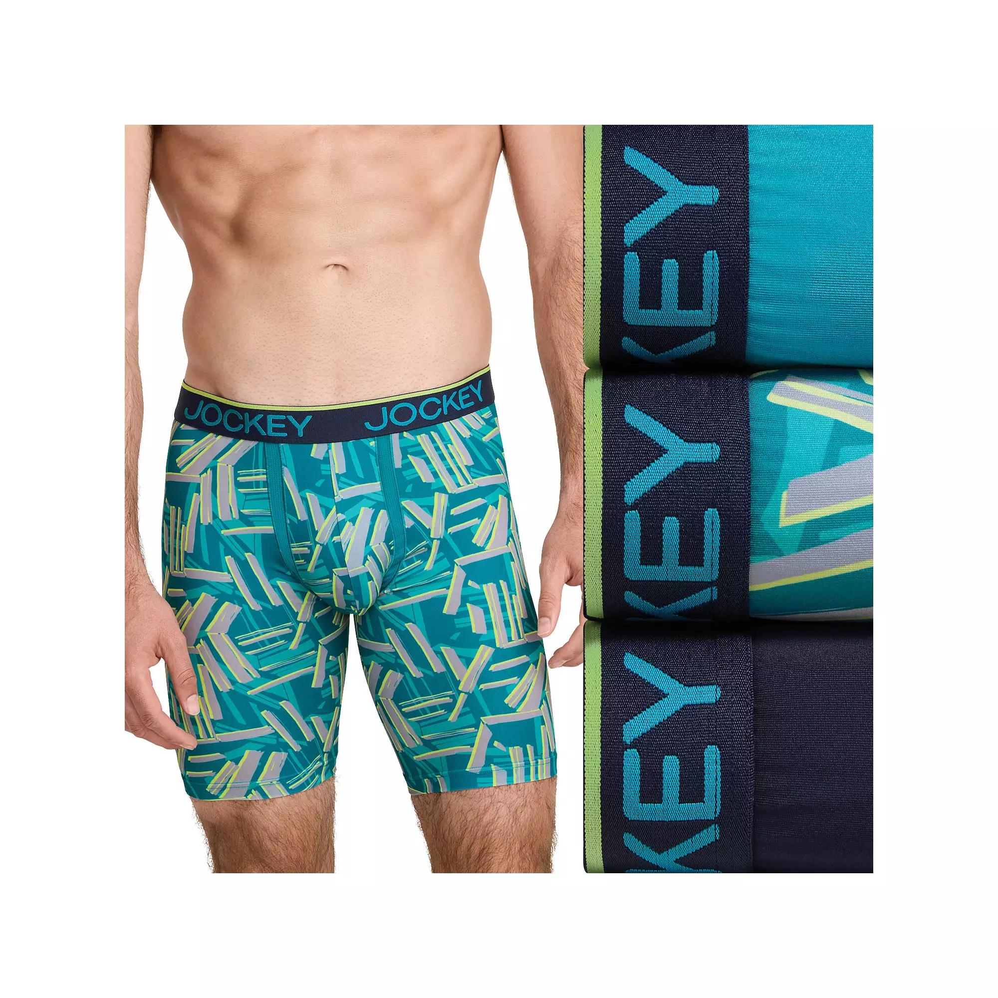 Men's Jockey 3-Pack Chafe-Proof Pouch Microfiber 8.5" Long Leg Boxer Briefs, Size: Large, Northern Blue Team Product Image