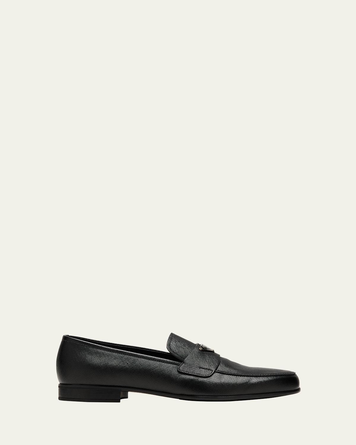 Mens Triangle Logo Saffiano Leather Loafers Product Image