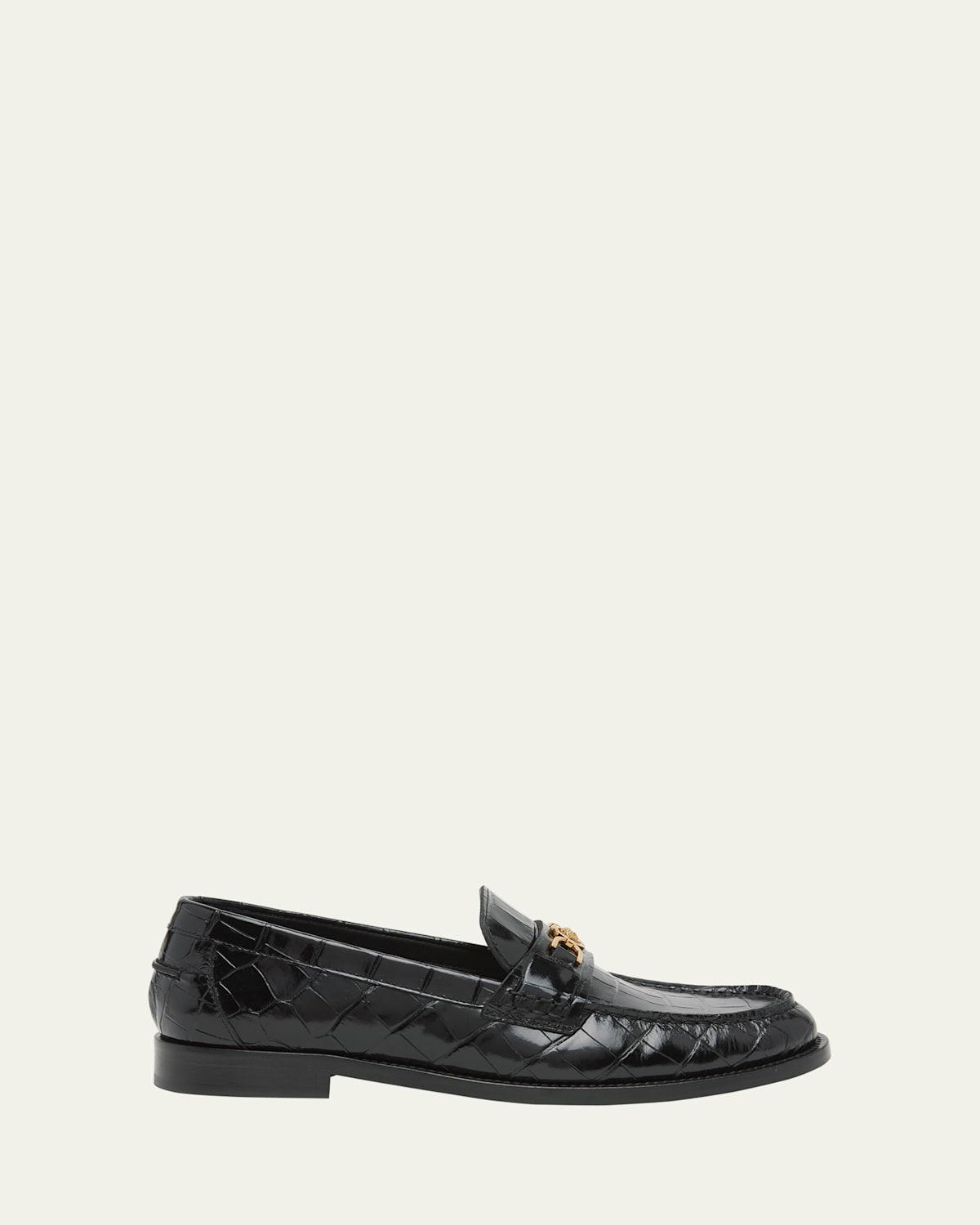 Men's Croc-Effect Medusa Coin Bit Loafers Product Image