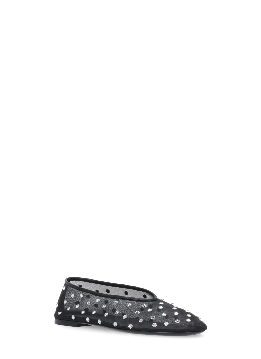 KHAITE Marcy Crystal-embellished Mesh Flats In Black Product Image