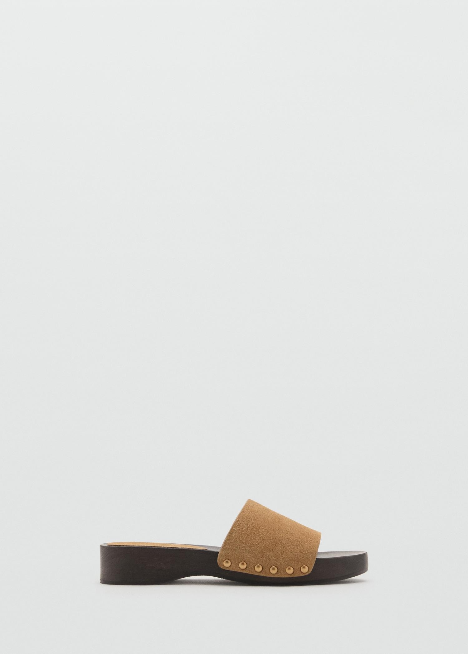 Suede sandals with wooden sole - Women | MANGO USA Product Image