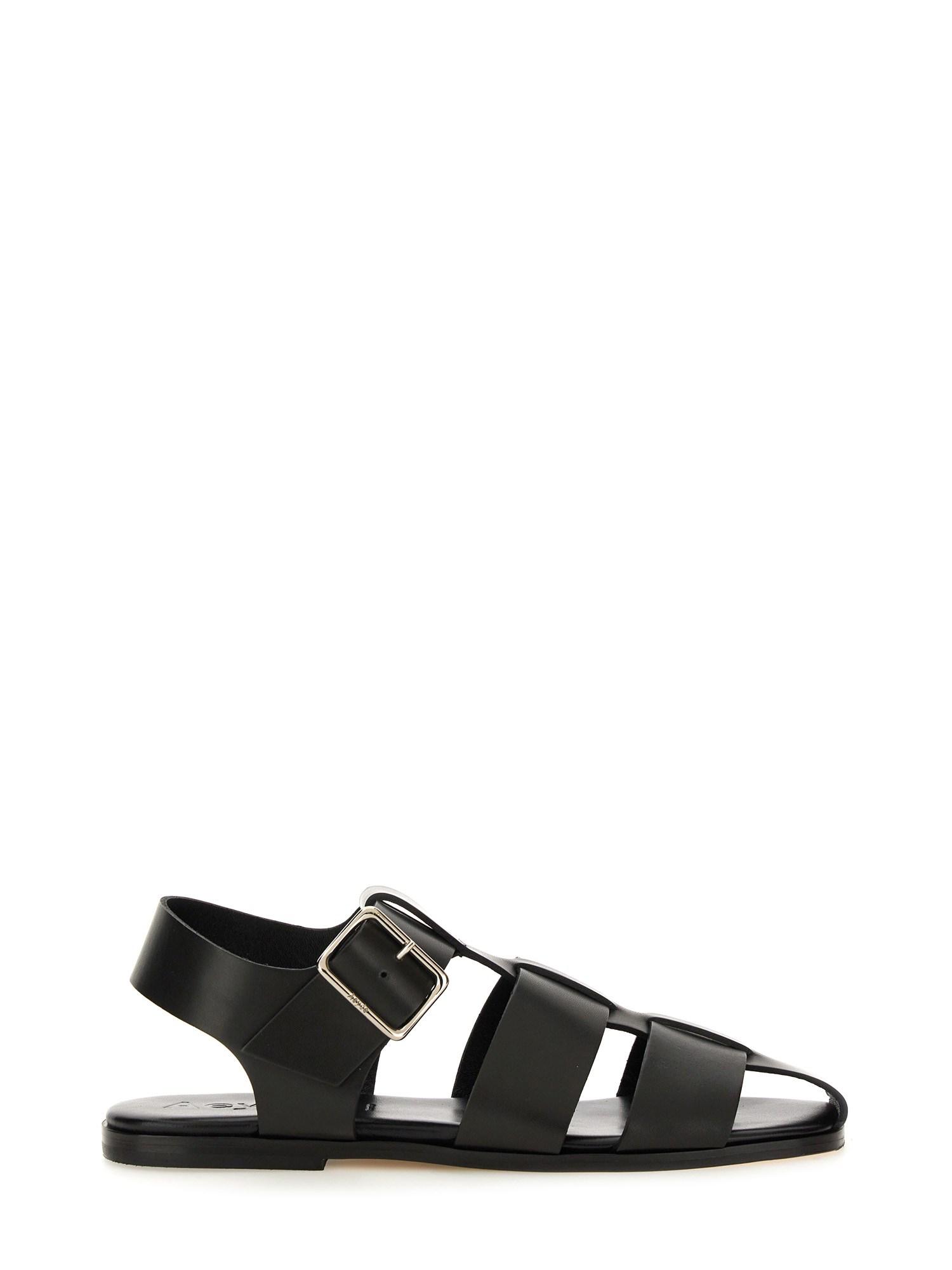 AEYDE 10mm Whit Leather Fisherman Sandals In Black Product Image