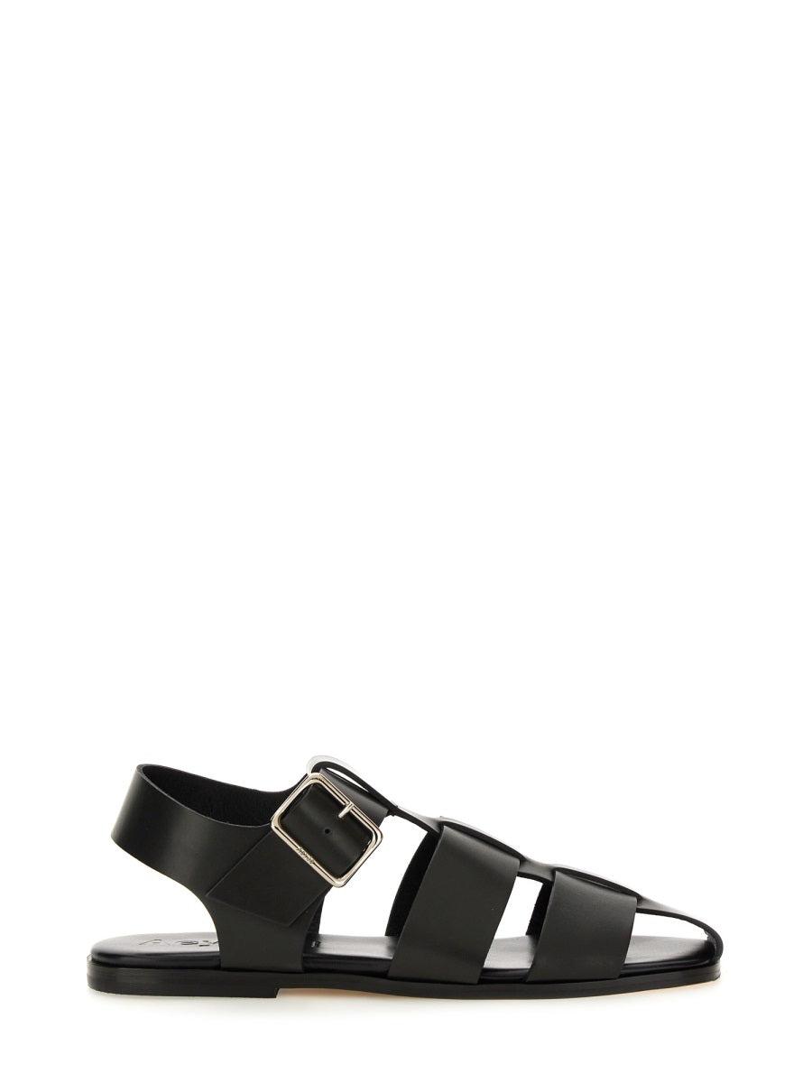 AEYDE 10mm Whit Leather Fisherman Sandals In Black Product Image