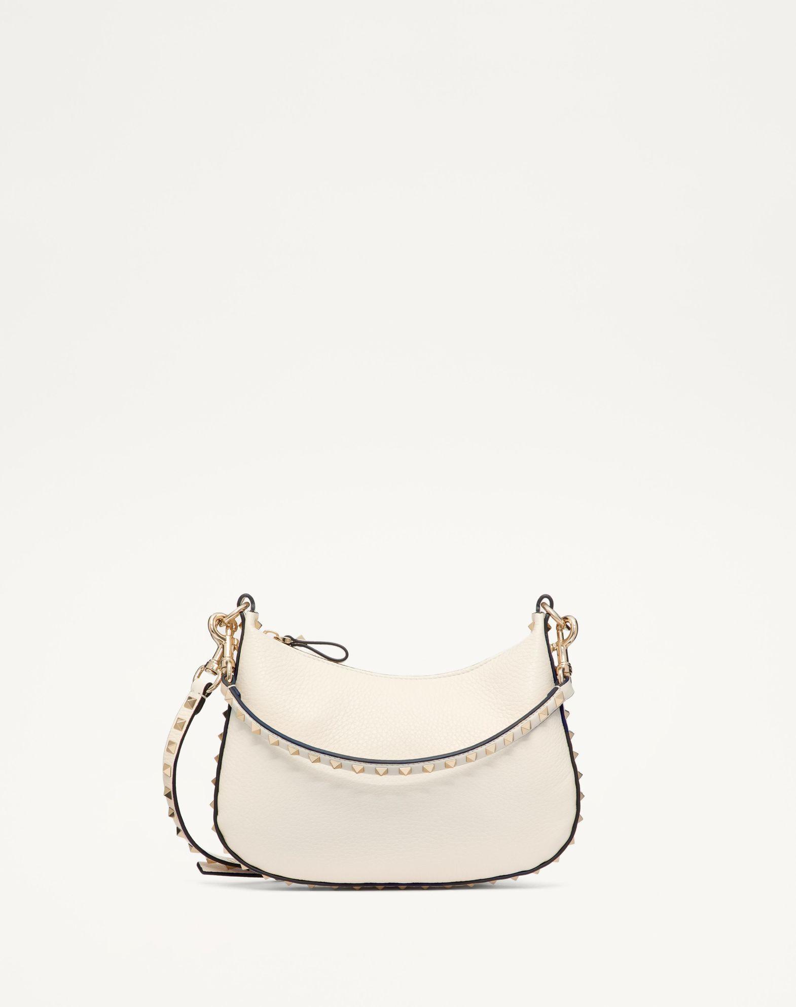 Small Rockstud Hobo Bag In Grainy Calfskin Product Image