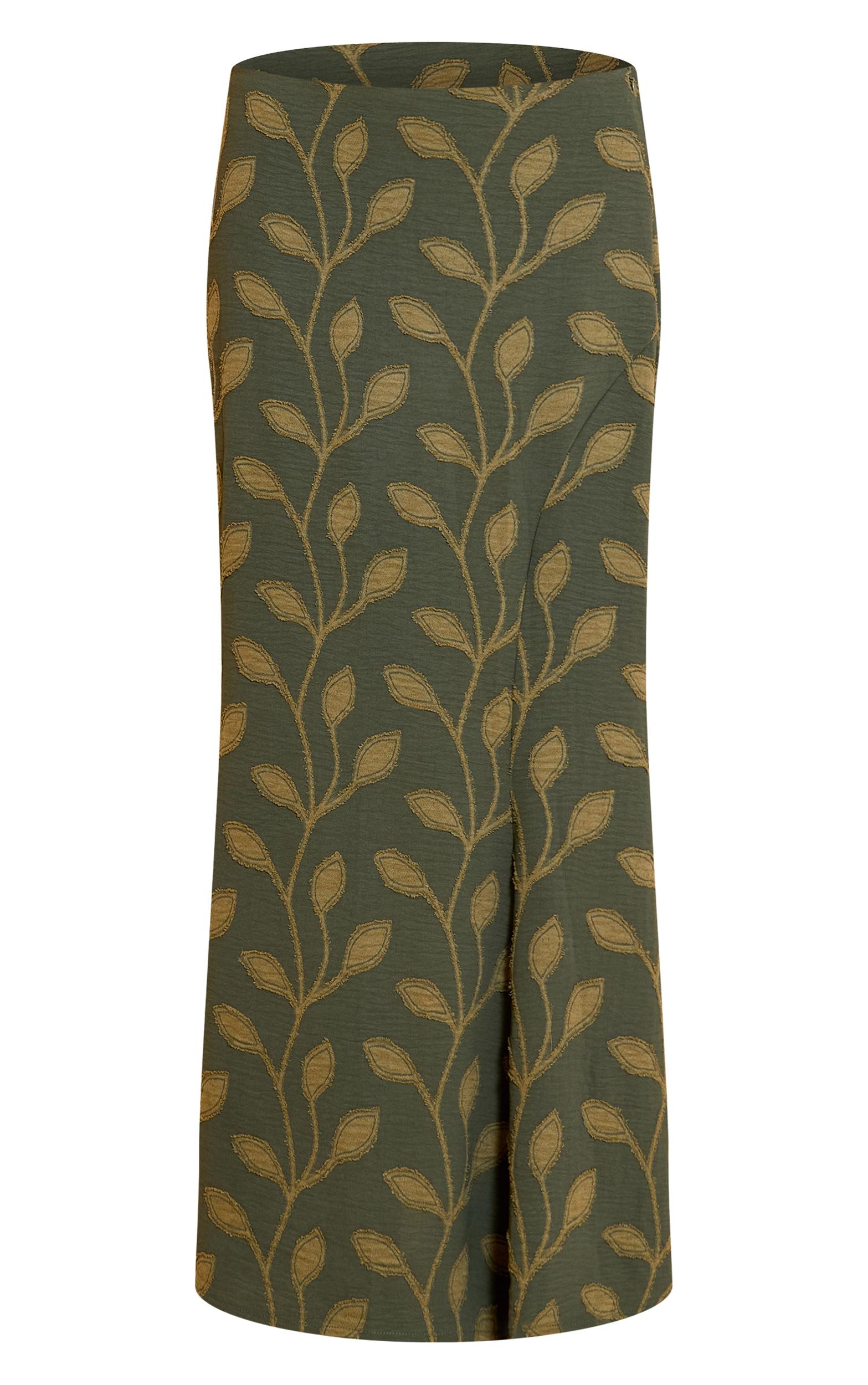 Khaki Textured Woven Floaty Maxi Skirt Product Image