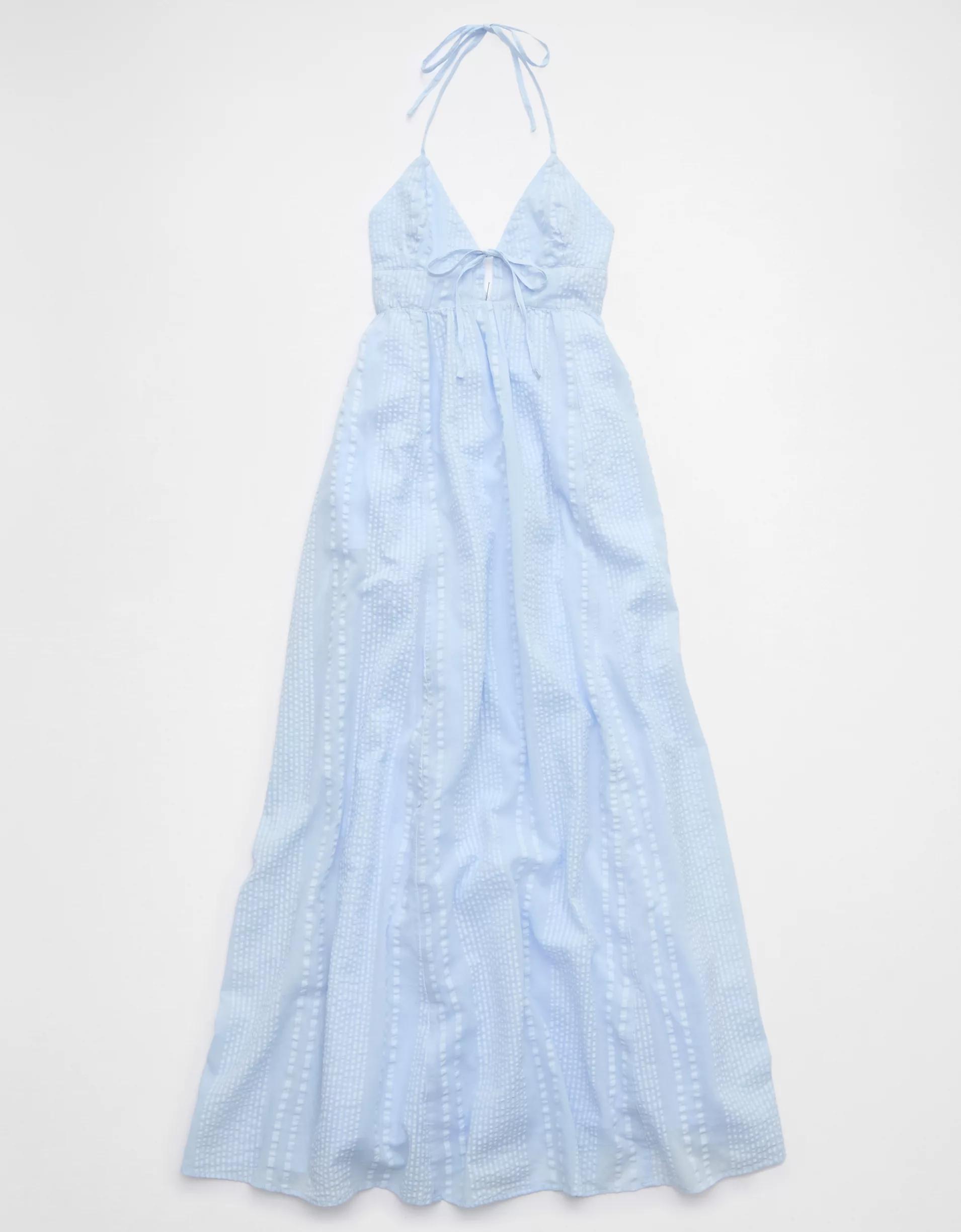 Aerie Seersucker Halter Maxi Dress Product Image