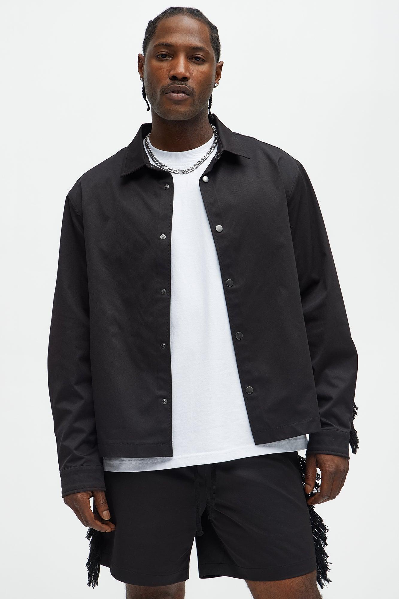 Nowhere Frayed Button Up Shirt - Black Product Image