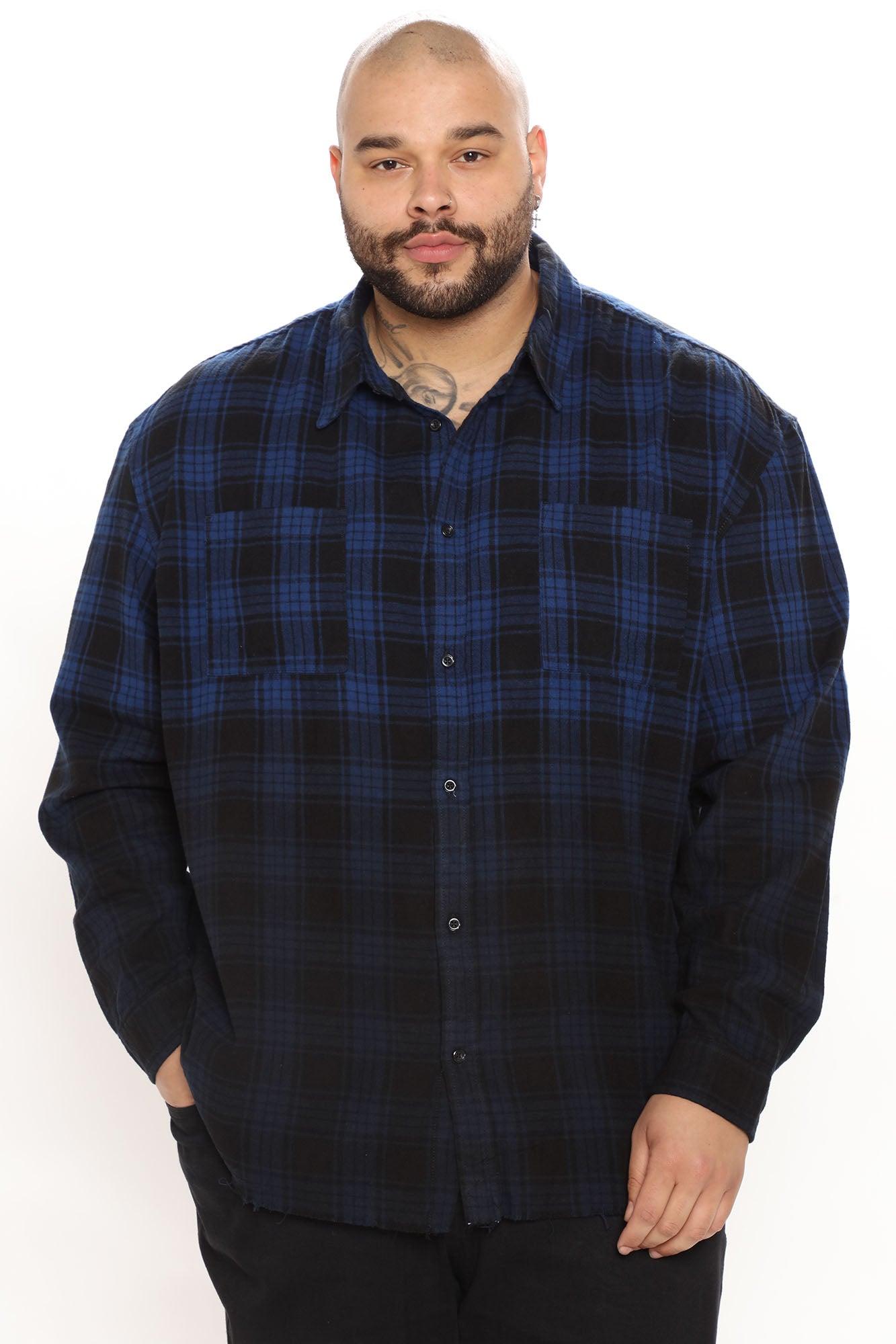 Sunset Dip Dye Flannel Shirt - Blue/Black Product Image