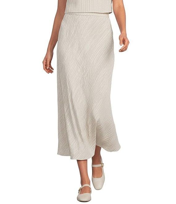 Eileen Fisher Textured Silk Jacqaurd Bias Midi Skirt Product Image
