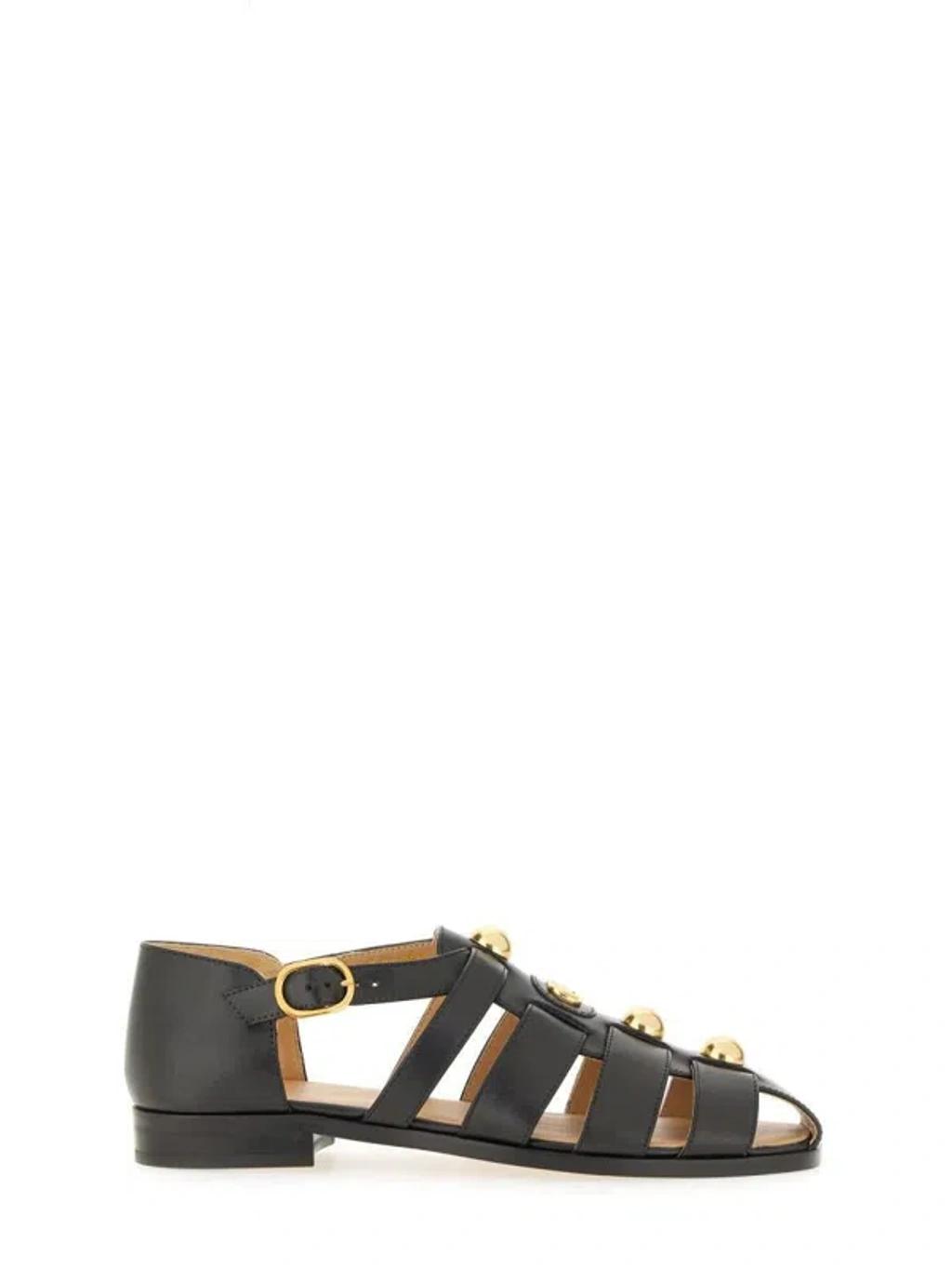 VALENTINO GARAVANI Vlogo Signature Faux-pearl Flat Sandals In Black Product Image