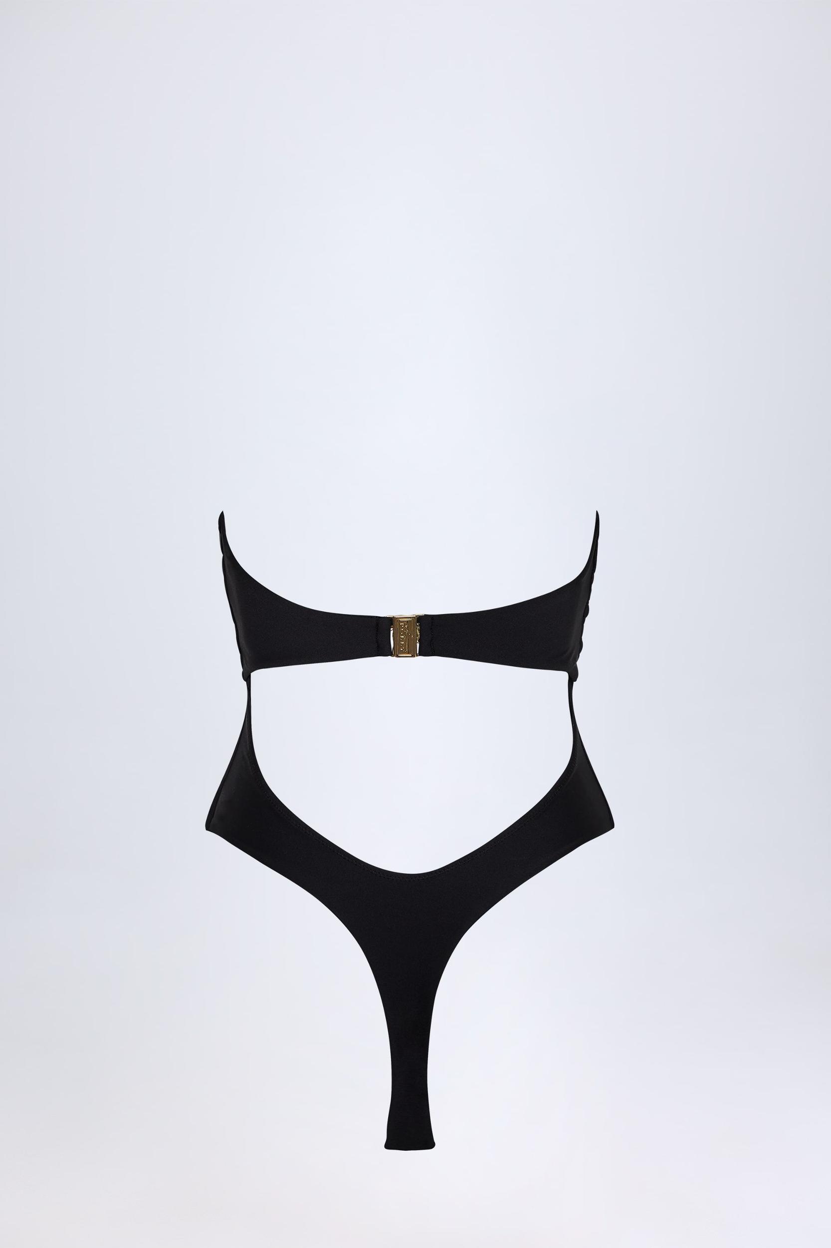 Cut-Out Hardware-Detail Swimsuit in Black Product Image