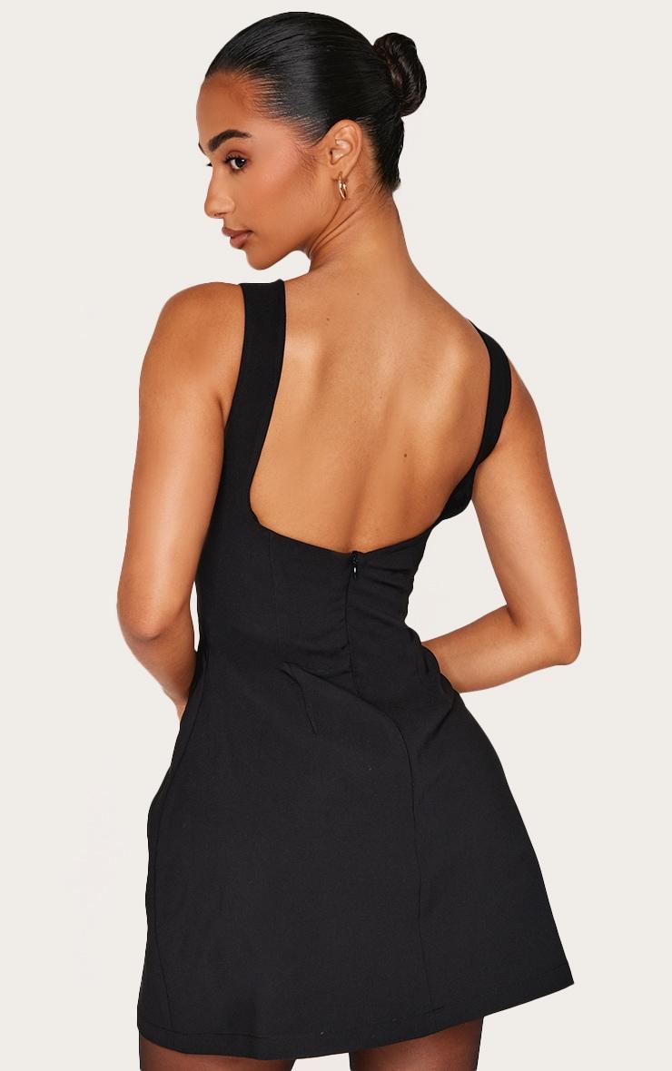 Petite Black Woven Open Back Mini Dress Product Image