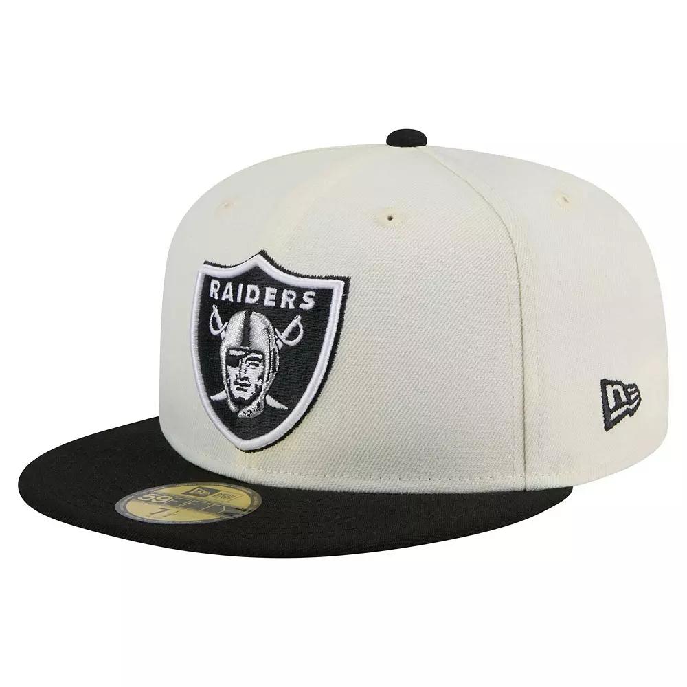 Men's New Era  White/Black Las Vegas Raiders Main 59FIFTY Fitted Hat, Size: 7 5/8, Lvr White Product Image