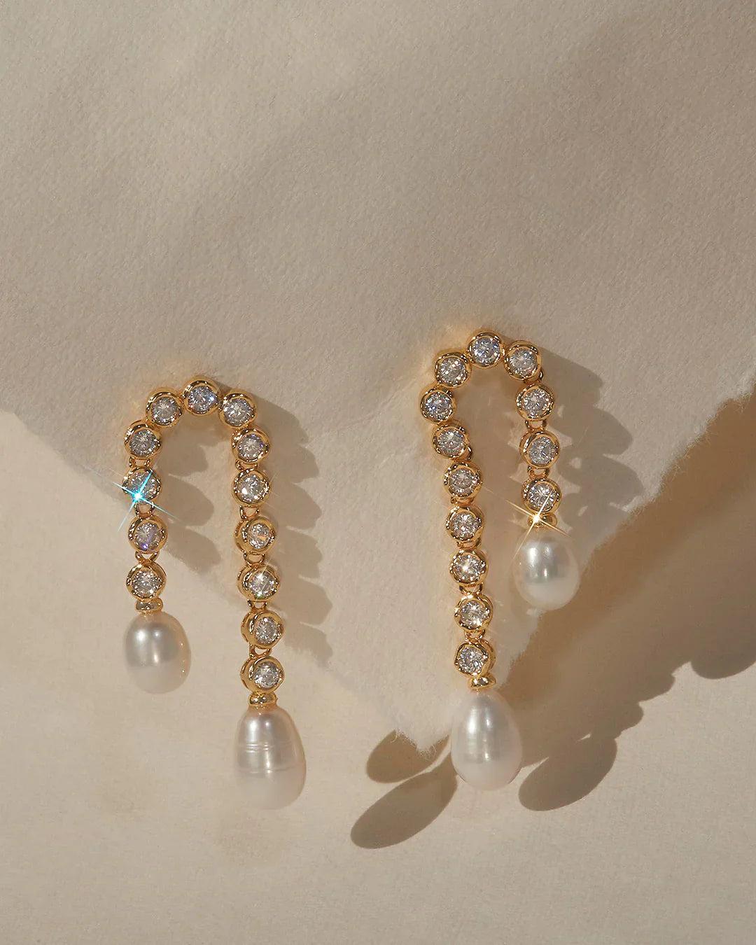 LUV AJ | Pave Pearl U Studs Product Image