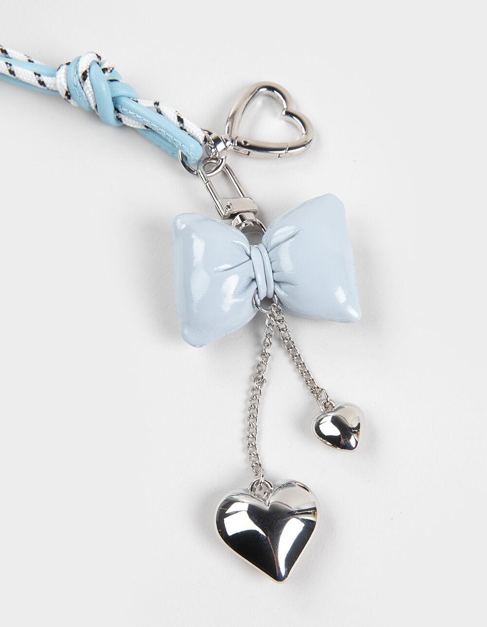 FULL TILT Bow Heart Corded Bag Charm Keychain - BLUE Product Image