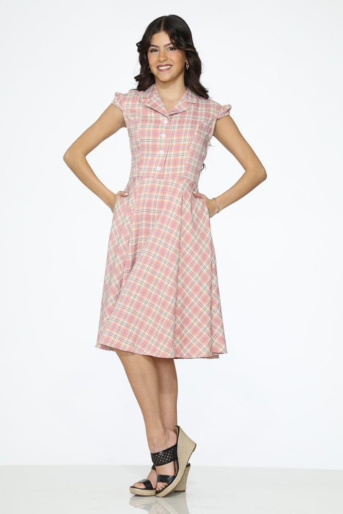 Pink Plaid Swing Dress Product Image