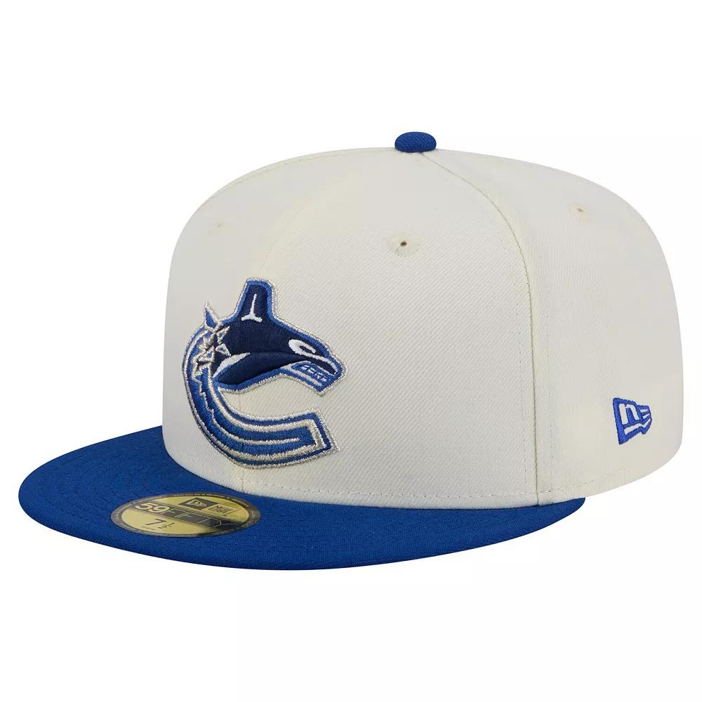 Men's New Era  White Vancouver Canucks Chrome Two-Toned 59FIFTY Fitted Hat, Size: 7 3/8, Cnk Beige Product Image
