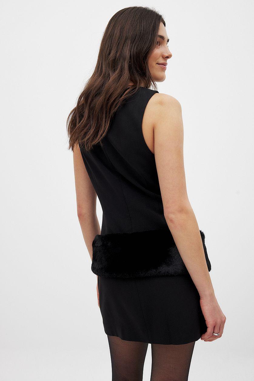 Faux Fur Detail Mini Dress Product Image