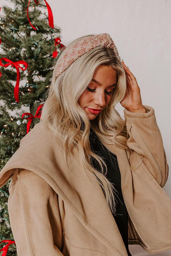 Chic Moment Tweed Headband in Pink Product Image