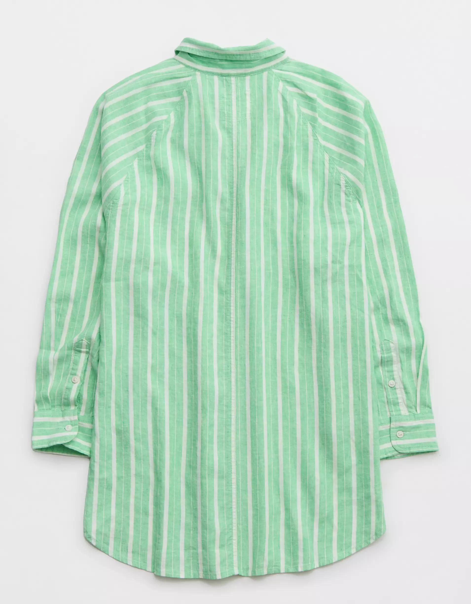 Aerie Linen Blend Cover Up Shirt Product Image