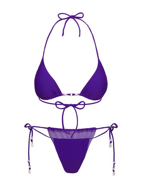 On Island Time String Bead Detail Bikini Top Purple Product Image