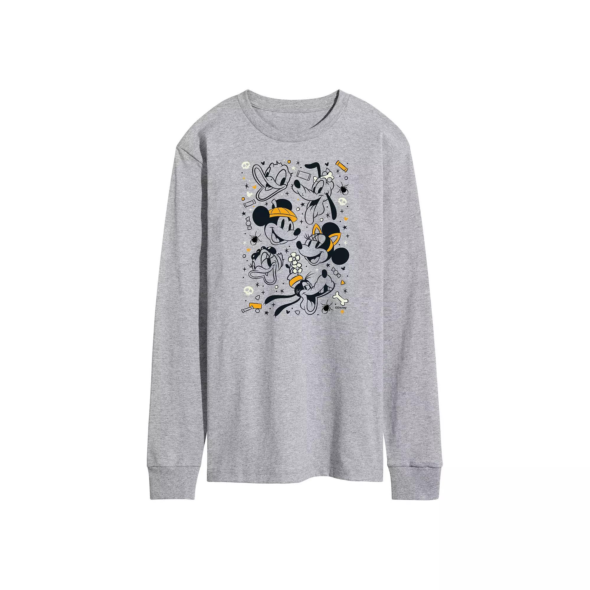 Disney's Mickey Mouse & Friends Men's Halloween Collage Long Sleeve Graphic Tee,  Product Image