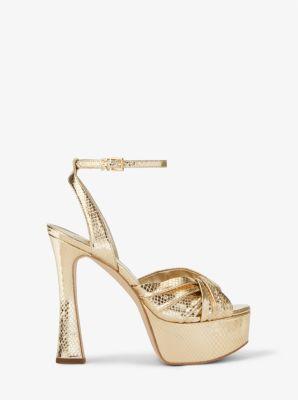 Selena Metallic Snake Embossed Leather Platform Sandal Product Image