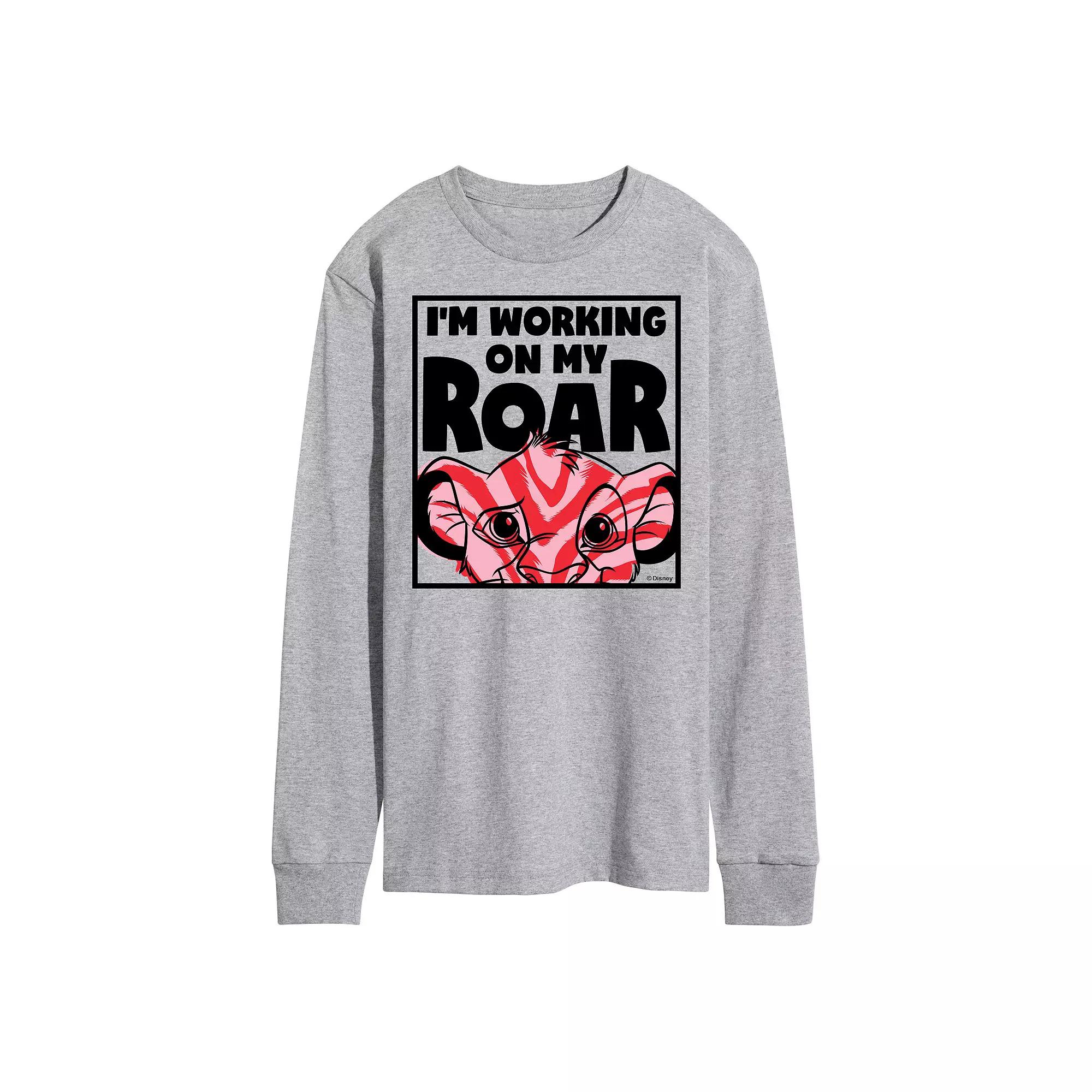Disney's The Lion King Simba Men's Working On My Roar Long Sleeve Graphic Tee,  Product Image