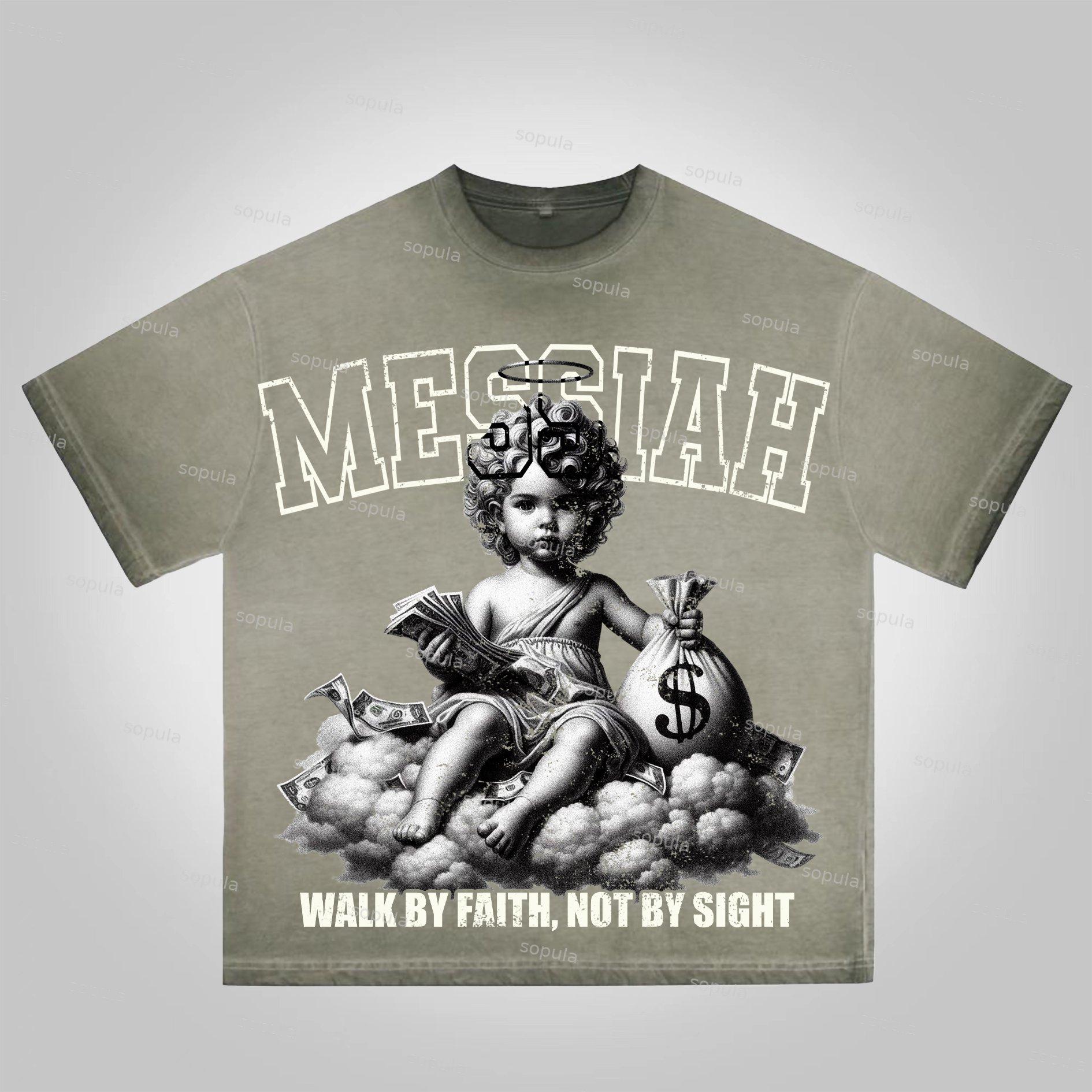 Sopula Messiah Vintage Money Angel Graphic Washed T-shirt Product Image