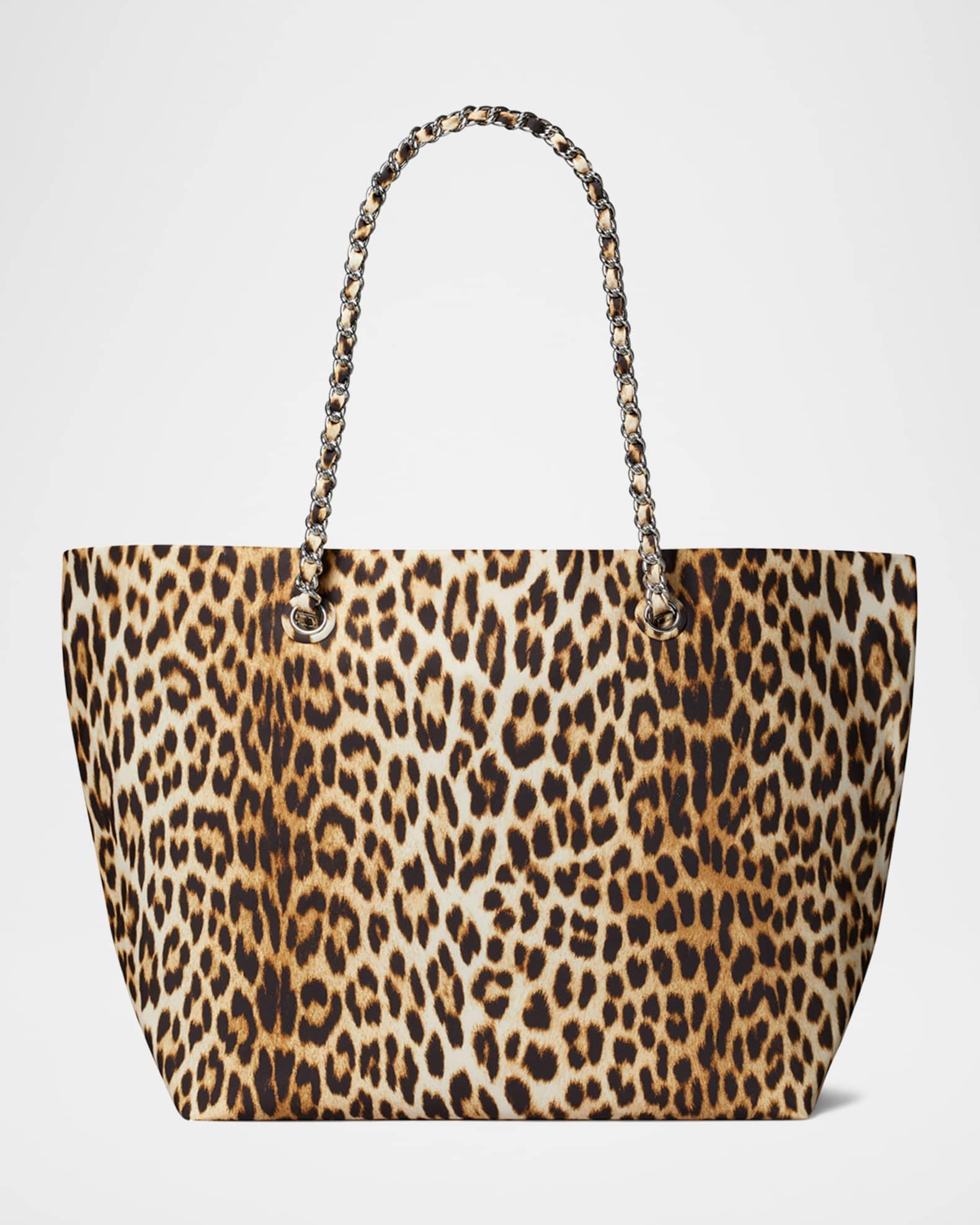 Ella Cheetah-Print Chain Tote Bag Product Image