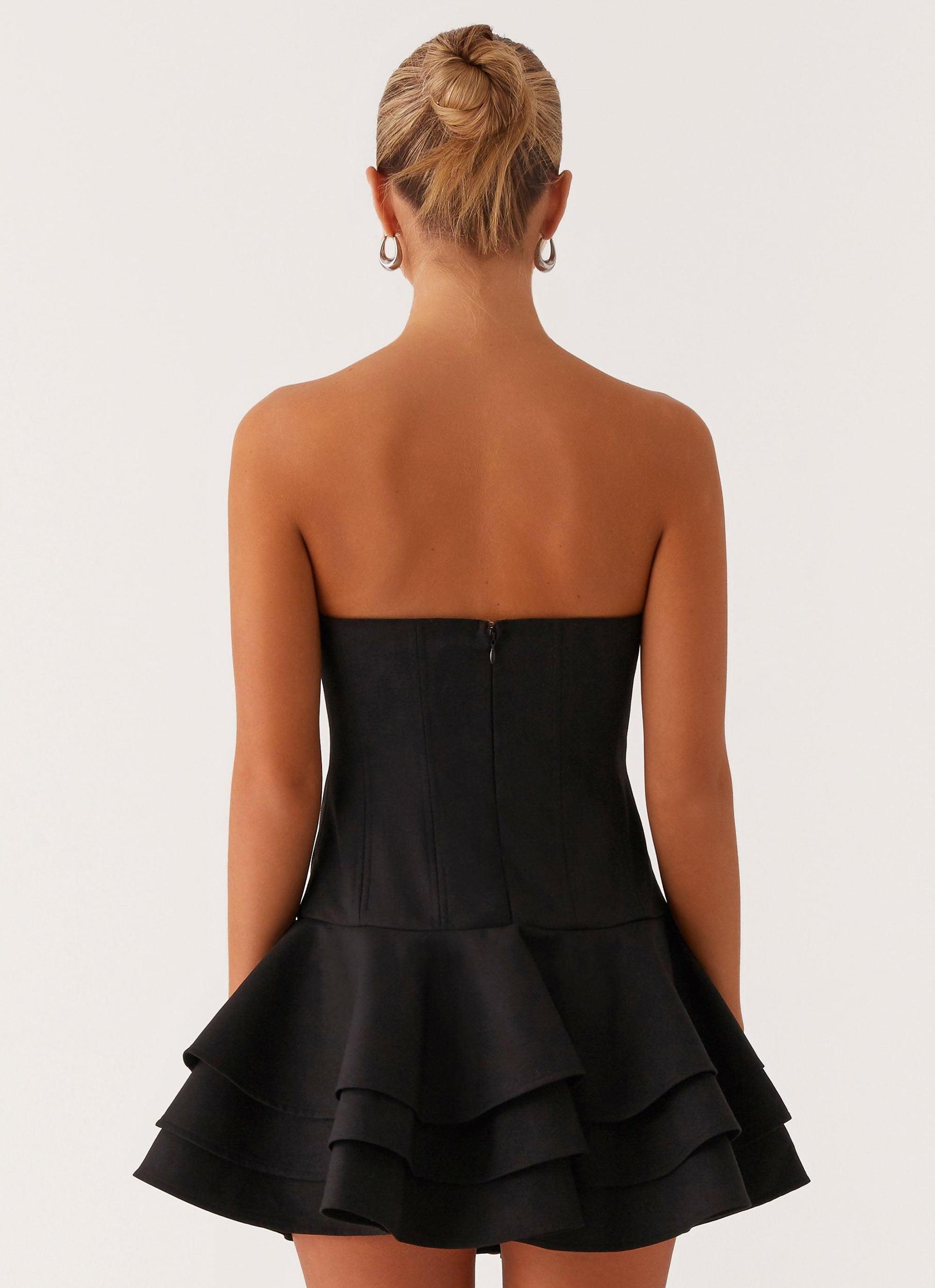 Floriana Ruffle Corset Mini Dress - Black Product Image