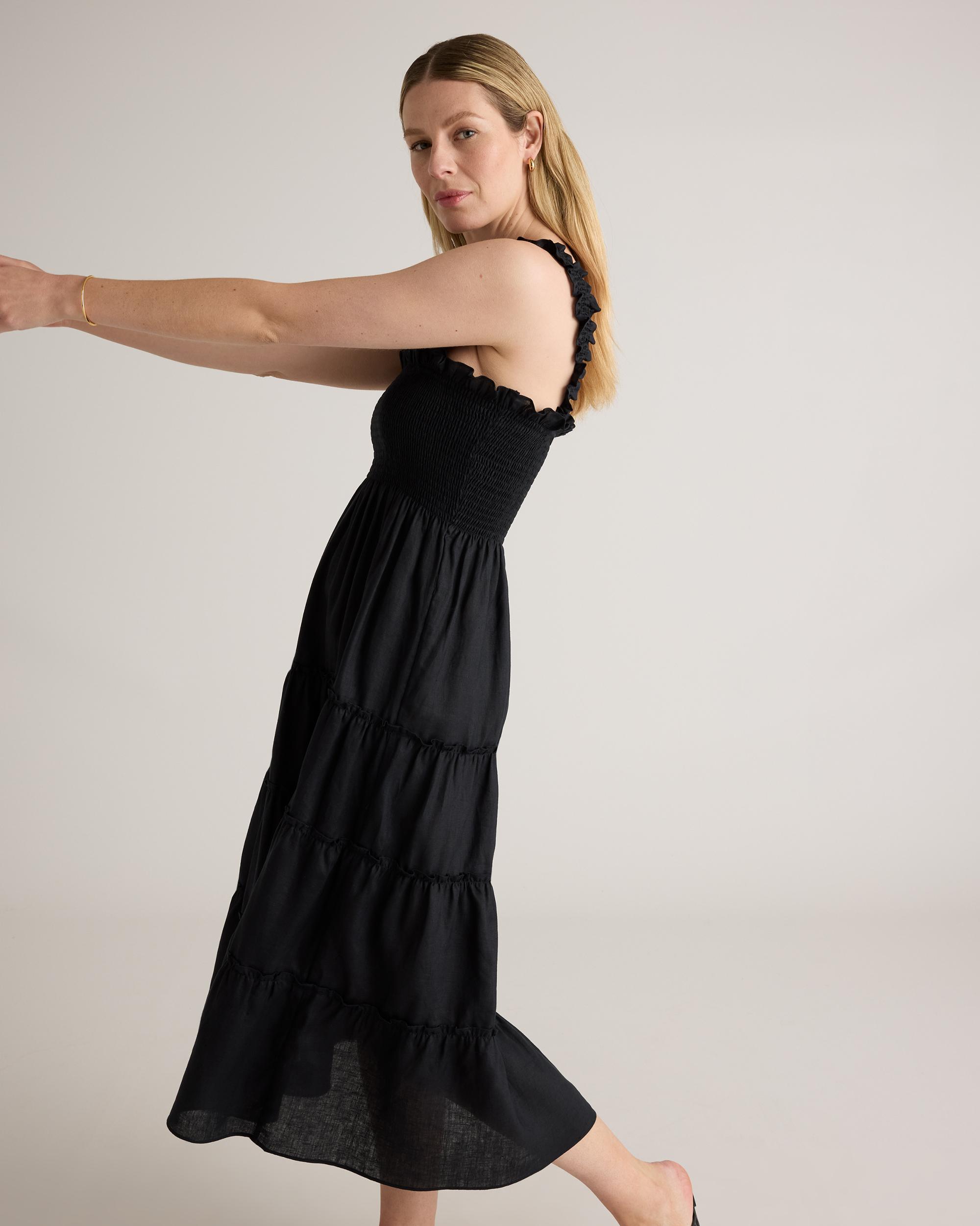 Quince | Women's 100% European Linen Smocked Midi Dress Product Image