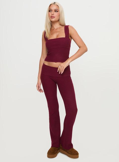 Mooring Square Neck Top Maroon Product Image