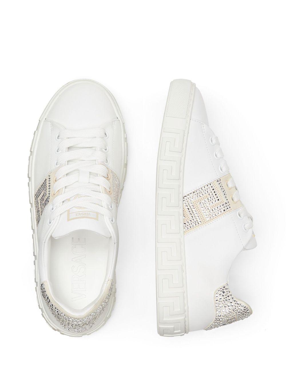 Crystal Greca leather sneakers  Product Image