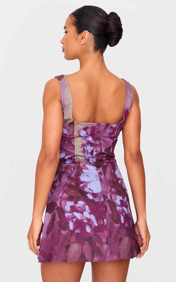 Mauve Floral Corset A Line Shift Dress Product Image