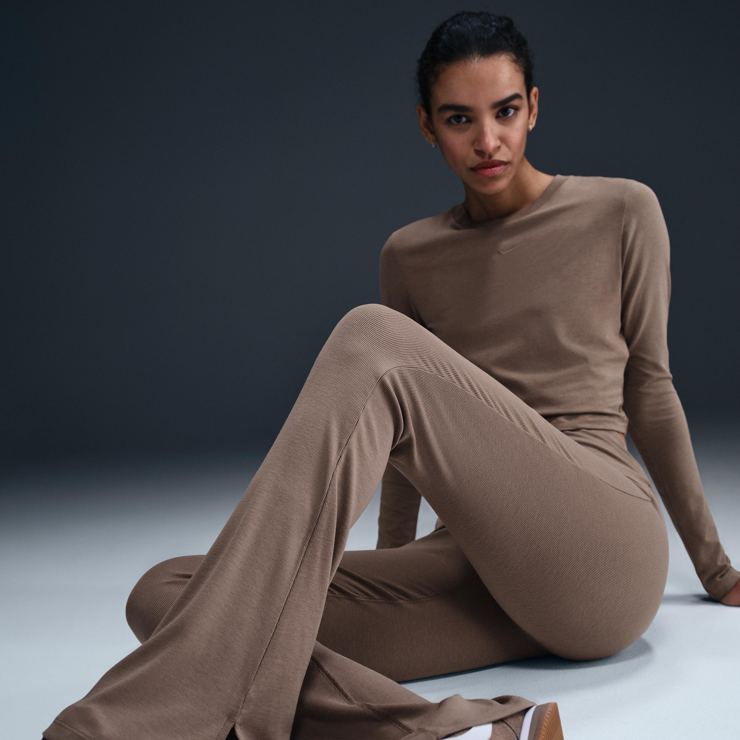 Women's Nike Sportswear Chill Knit Tight Mini-Rib Flared Leggings Product Image