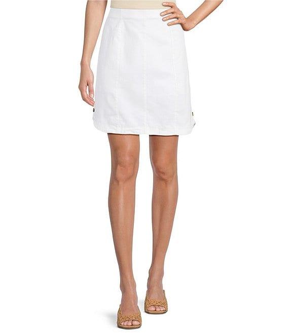 Intro Petite Size Nia Denim Button Hem Pull-On Skort Product Image