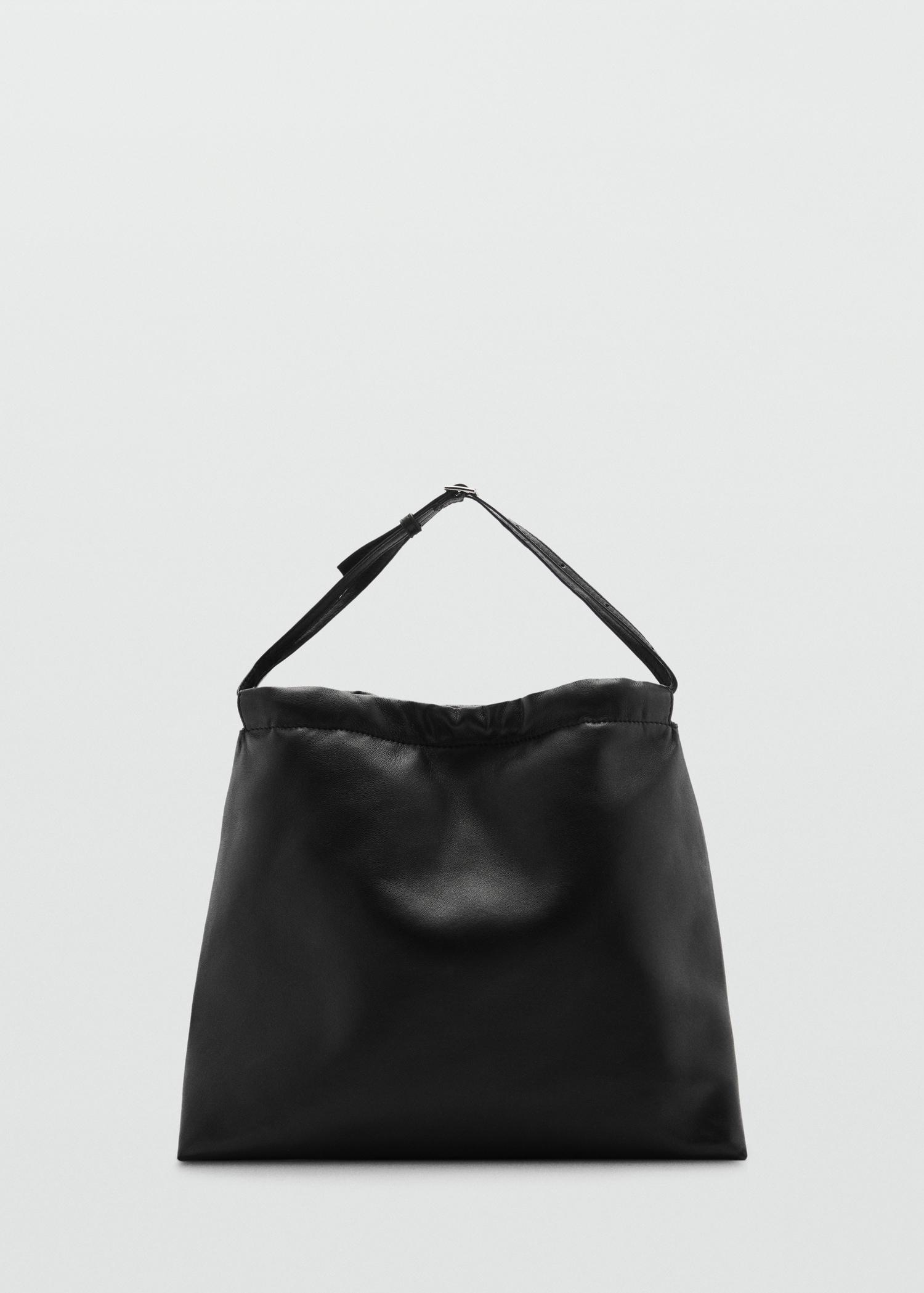 Sack-style leather bag - Women | MANGO USA Product Image