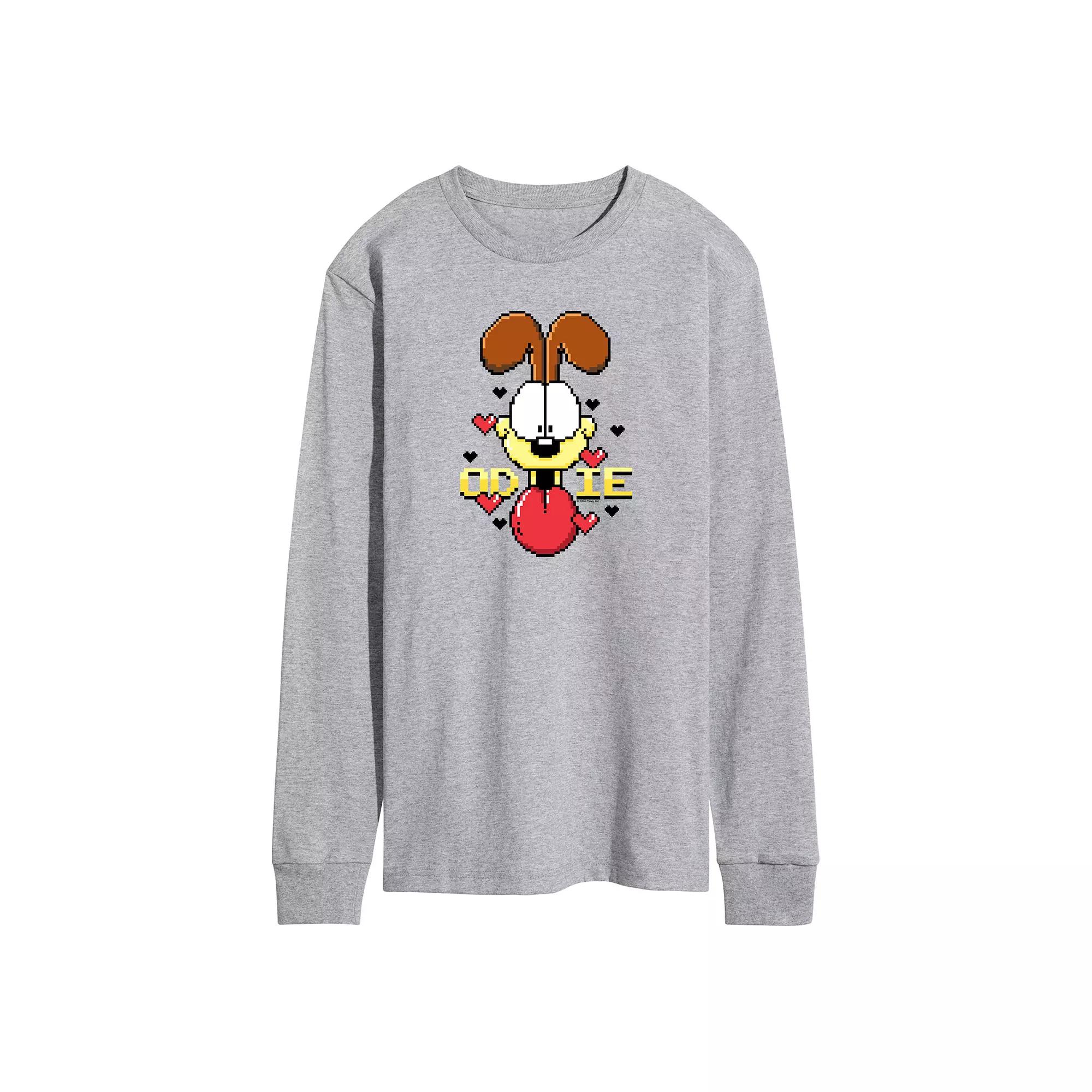 Men's Garfield Pixel Odie Long Sleeve Long Sleeve Graphic Tee,  Product Image
