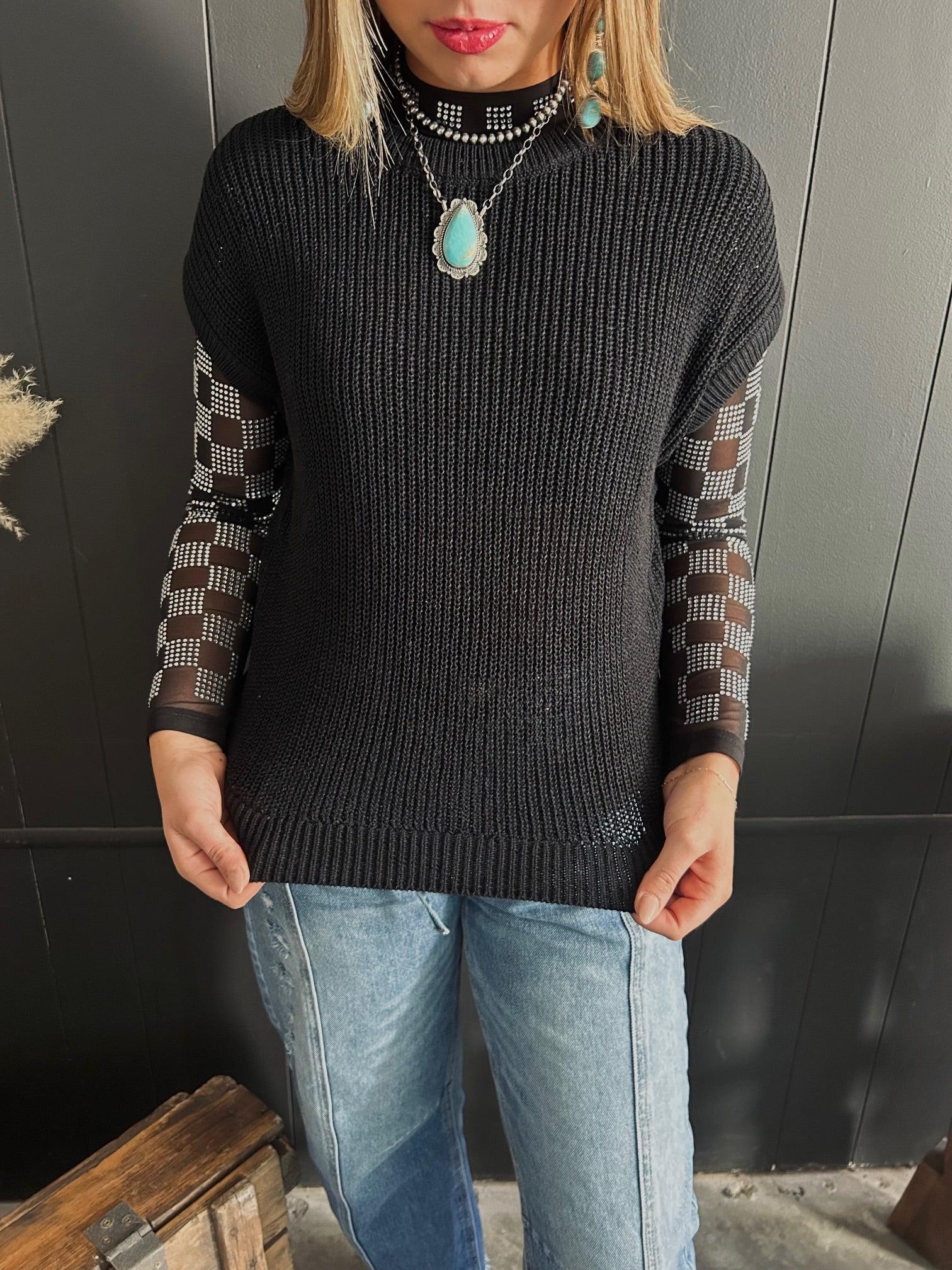 Sheer Knit Short Sleeve Sweater Top Product Image