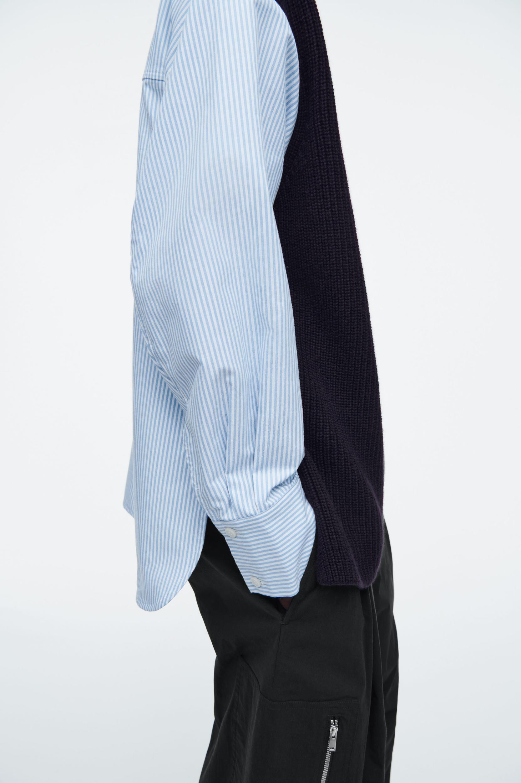 DECONSTRUCTED POPLIN-PANELED WOOL SWEATER Product Image