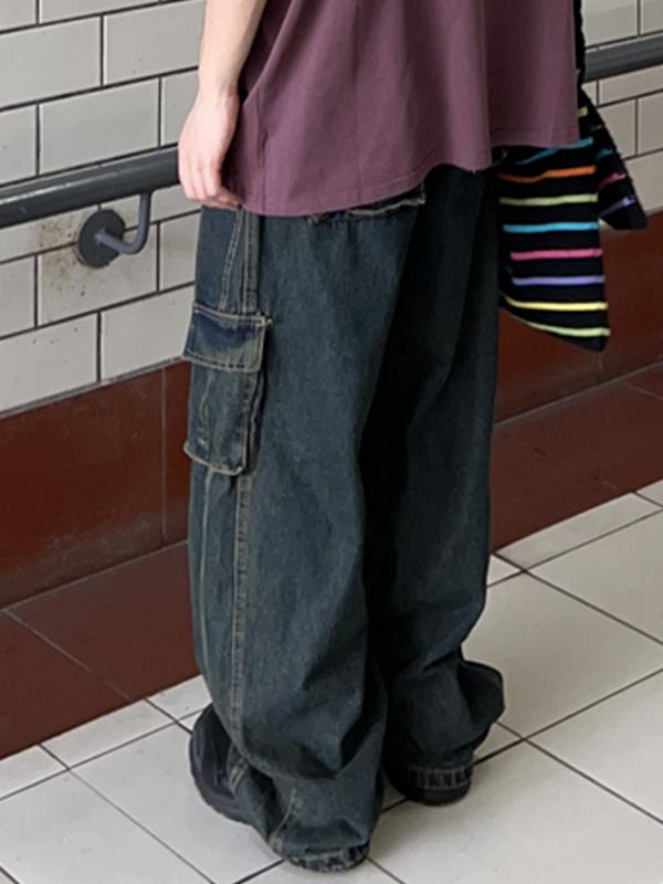 Men's Different Pocket Design Cargo Jeans Product Image