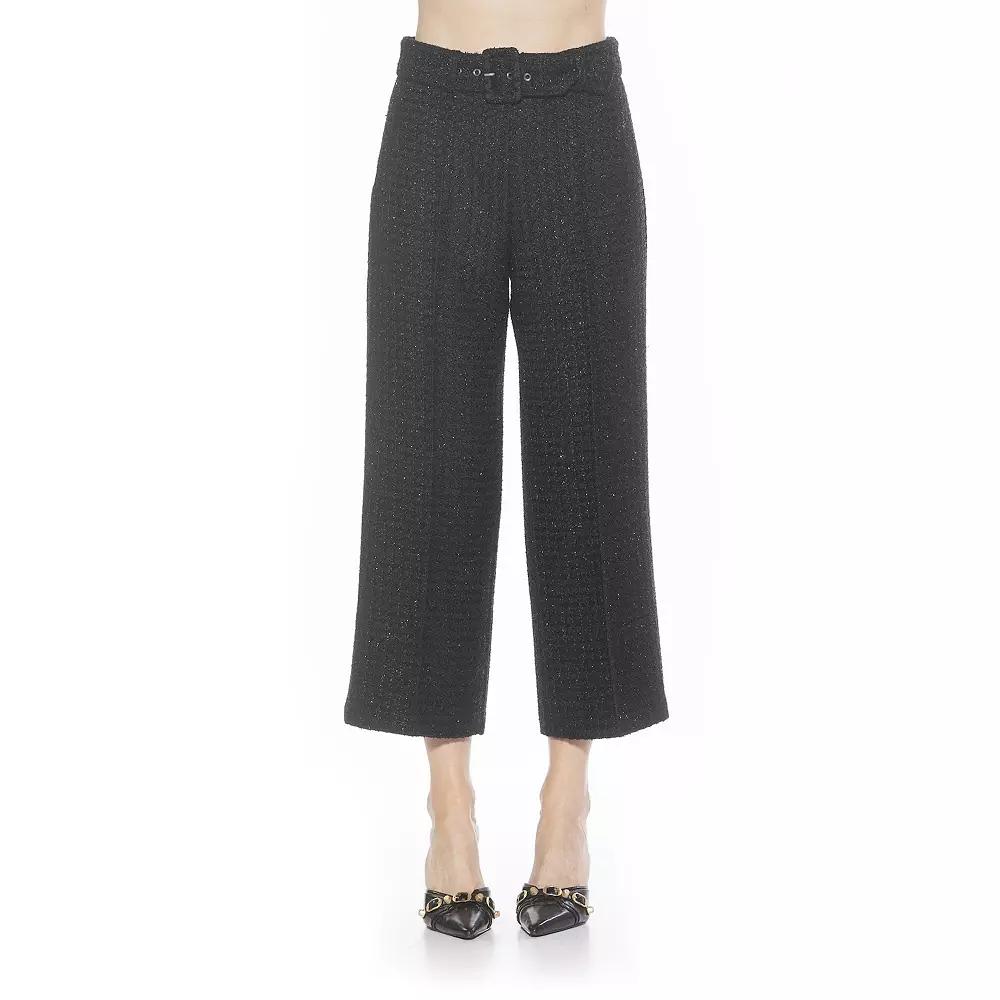 Women's ALEXIA ADMOR Caden Belted Wide Leg Pants, Size: 4, Black Product Image