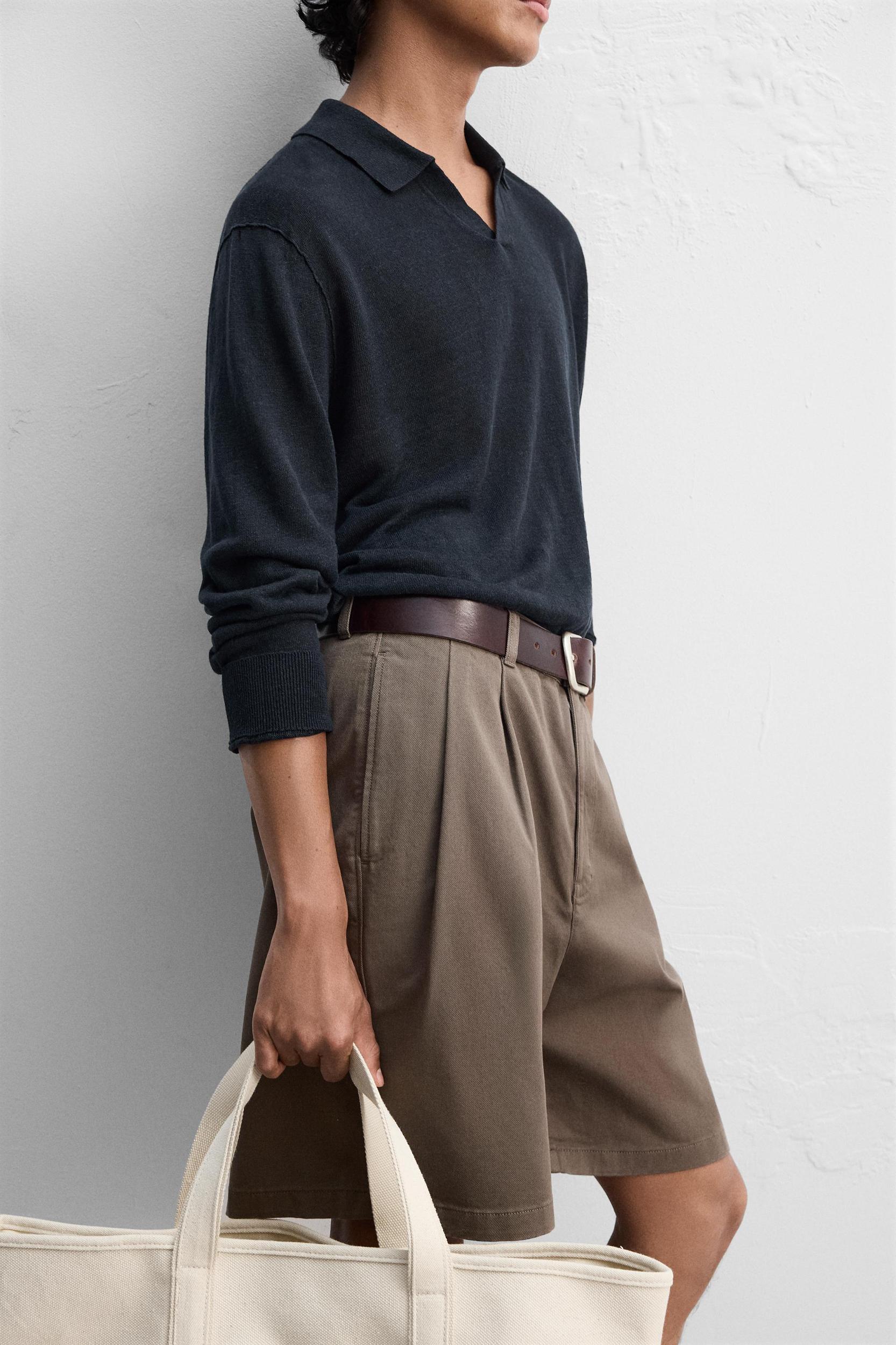 RELAXED FIT PLEATED SHORTS Product Image