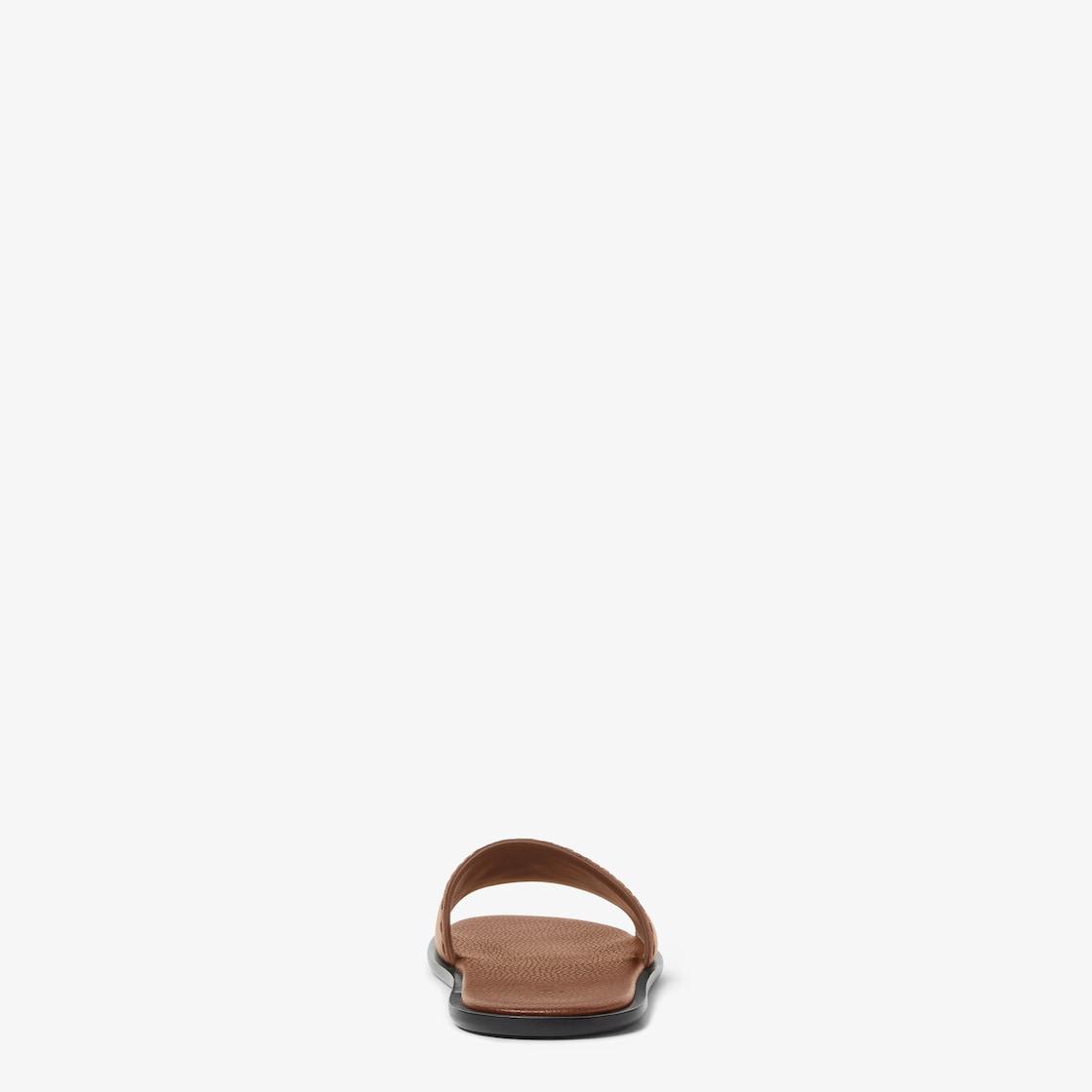 Fendi Roma Leather SlidesBrown leather slides Product Image