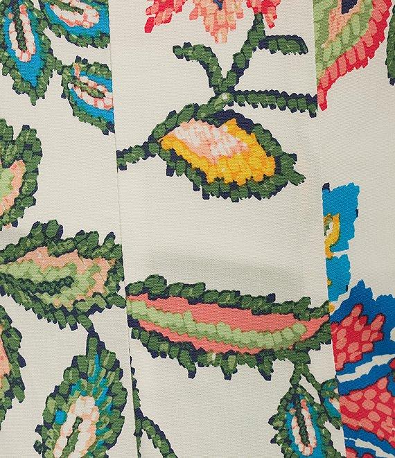 Leslie Fay Square Neck Cotton Poplin Floral Fit and Flare Midi Dress Product Image