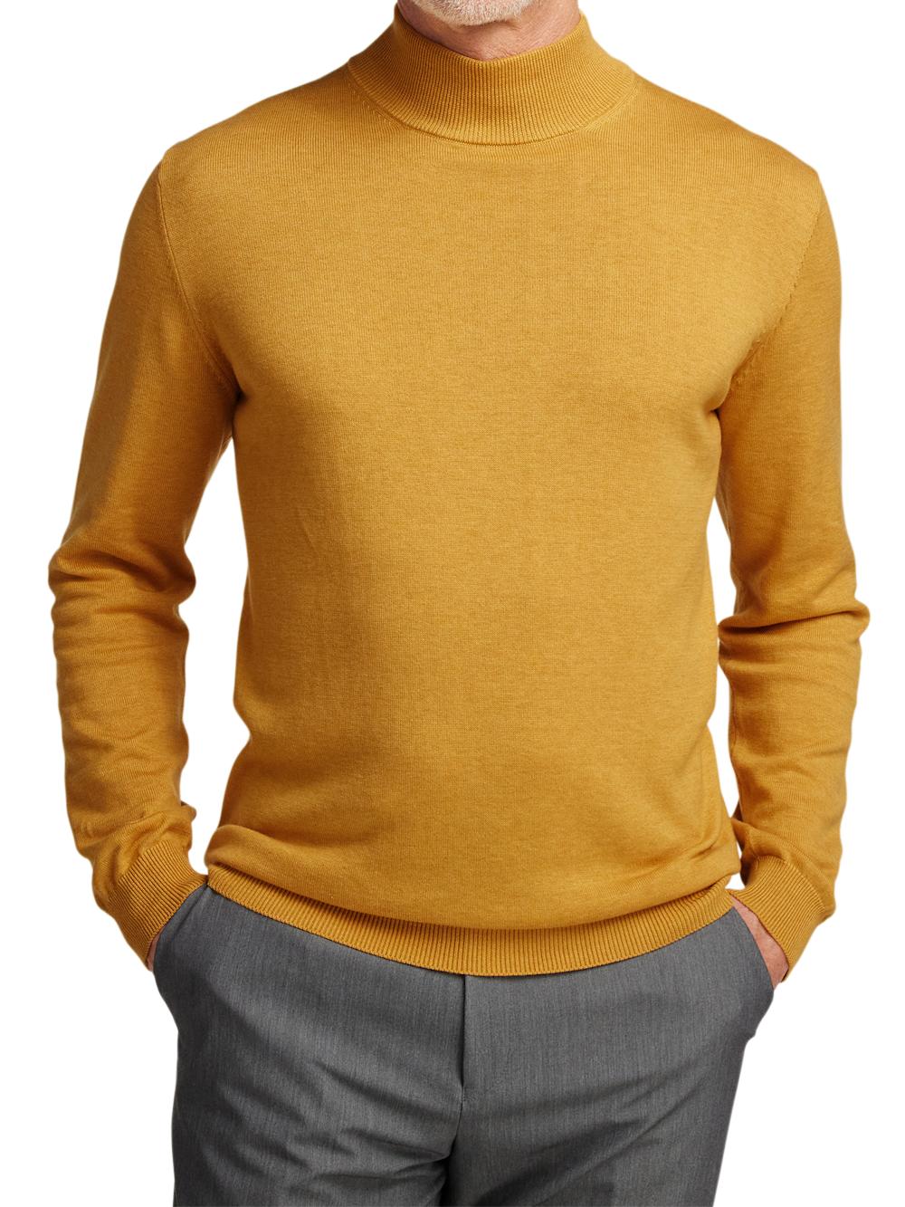 Supima Cotton Mock Neck Sweater - Mustard Product Image