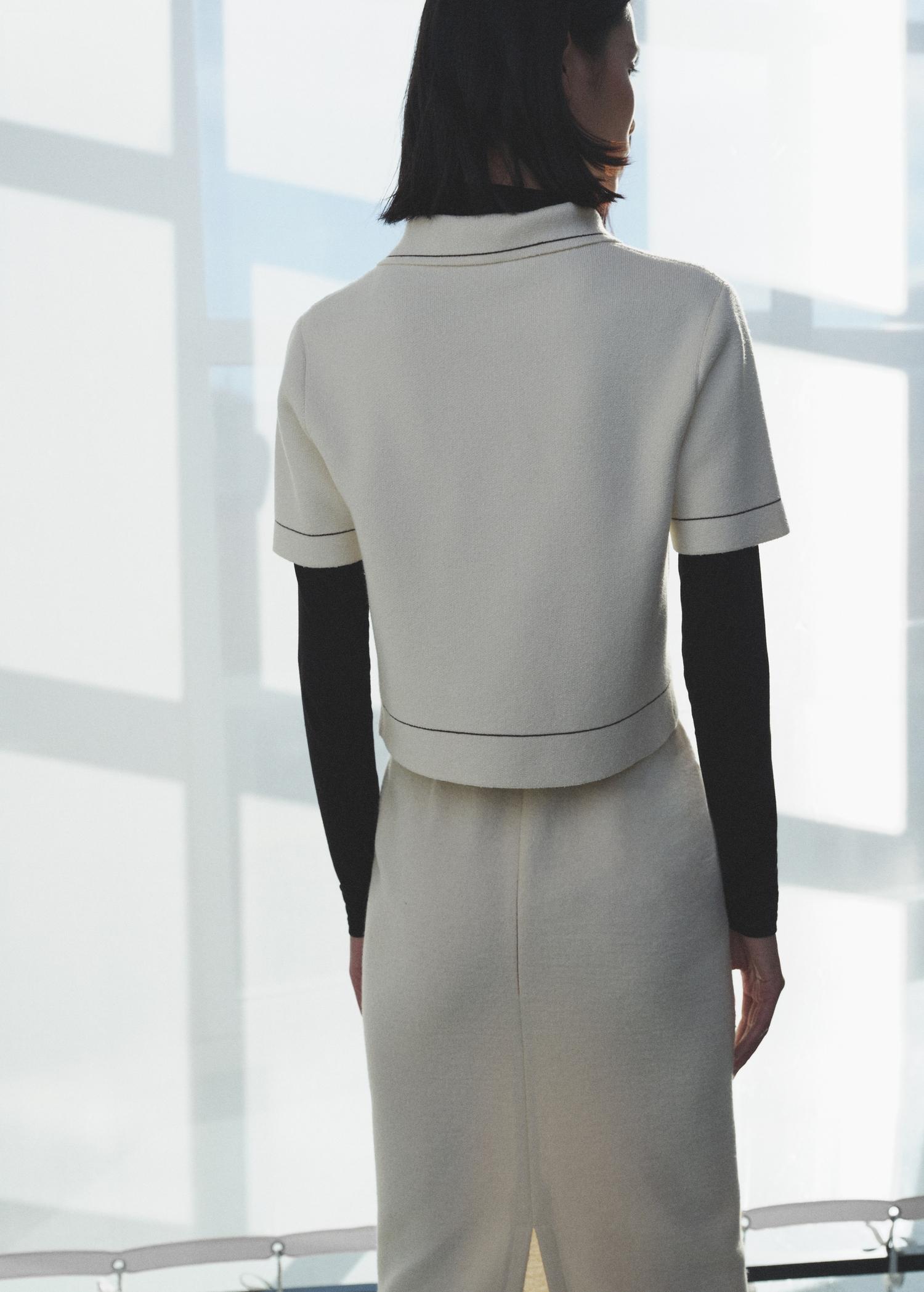 Cropped cardigan with contrasting trim - Women | MANGO USA Product Image